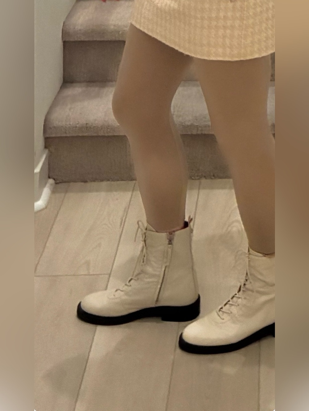 Sam Edelman Cream Lace-Up Boots - Neutral Cream